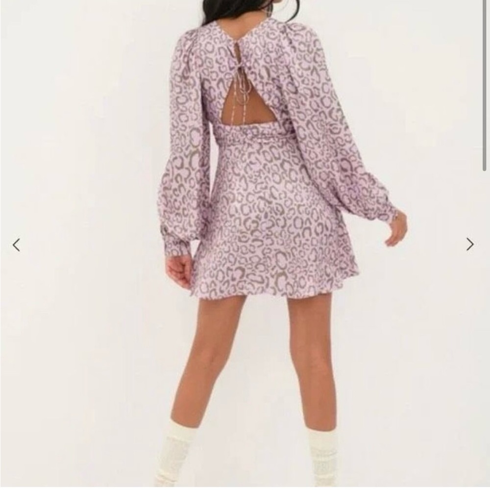 NWT For Love & Lemons Dress Leopard Print Dress in Purple & Gray small - Picture 2 of 7